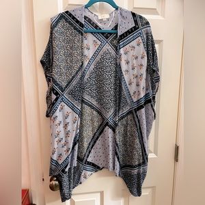 Loft Kimono in Blue, White, and Yellow, One Size